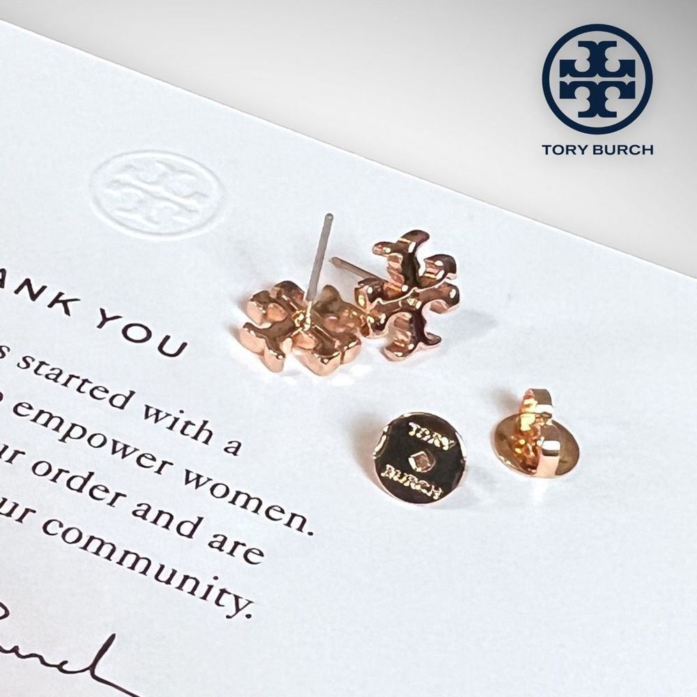 New Tory Burch 18k Kira Rose Gold Studs $78 - Picture 11 of 12